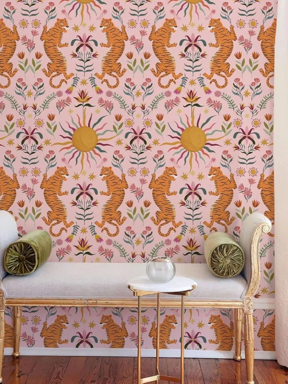 Pink Tiger Peel Stick Wallpaper Boho Leopard Dopamine Maximalist Jungle 480